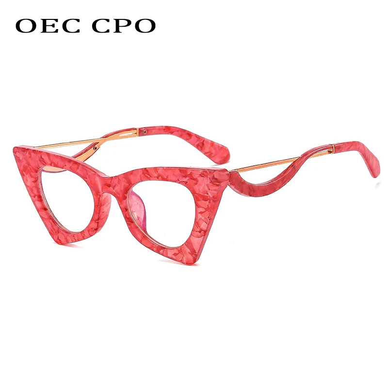 OEC CPO Retro Kačių Akių Optinių Akinių Rėmeliai Moterų Mados skaidraus Lęšio Akiniai Moterų Recepto Akiniai Rėmeliai E678 2