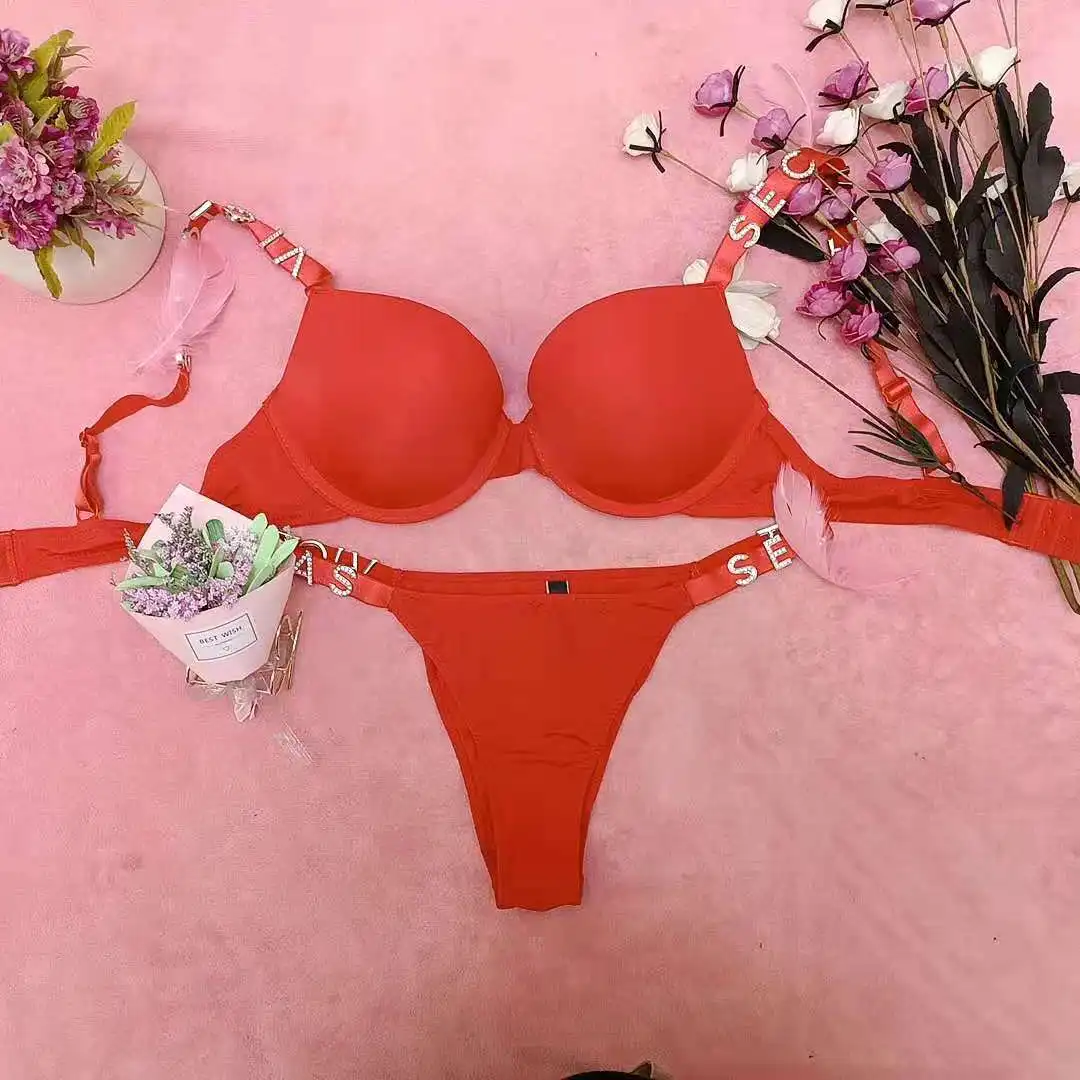 Nauja Stiliaus Prabangūs Stereoskopinis Laišką, Kalnų Krištolas Bikini Apatinis Trikotažas Rinkinys Sexy Secret Push Up Reguliuojamas Liemenėlė Apatinės Kelnės Moterims UnderwearSet 2