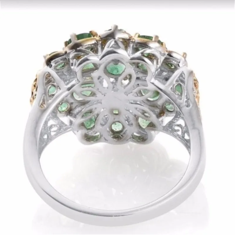 Milangirl Naują Žiedą Mados Žalia Gėlė Formos Inkrustacijos Cirkonis ponios Papuošalų, Kristalų Žiedo ponios Žiedas Vestuvinis Žiedas 2