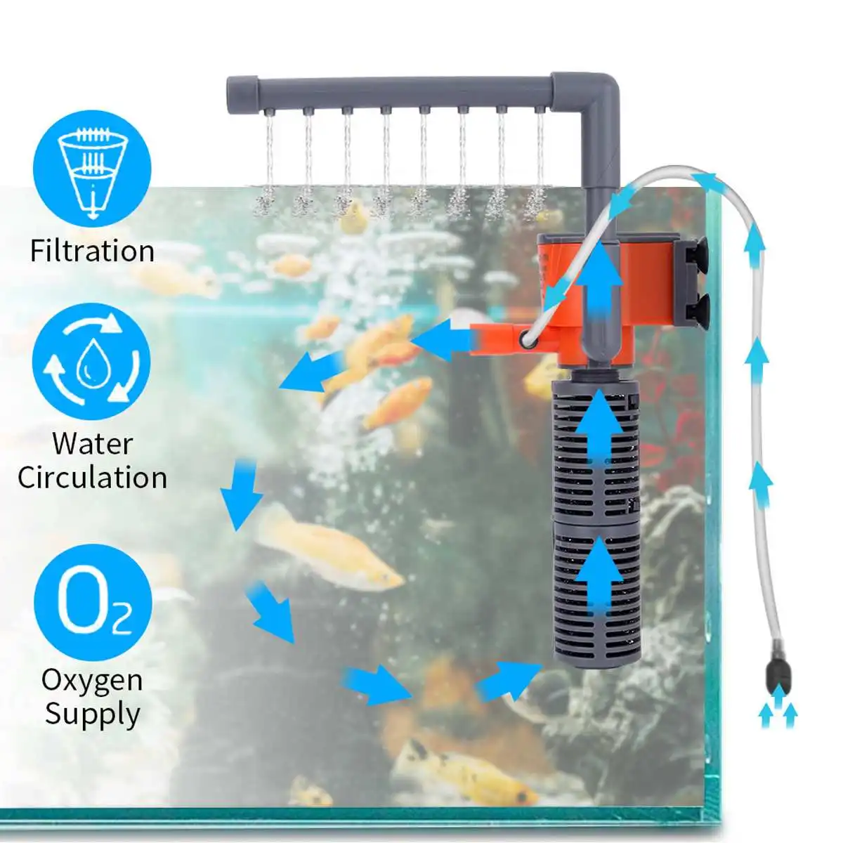 Naujas Akvariumas Filtro Siurblys Super 3 1. Vandens Siurblys Žuvų Bakas Cirkuliuoja Vidaus Filtras Oro Deguonies Padidinti Filtras Priedai 2