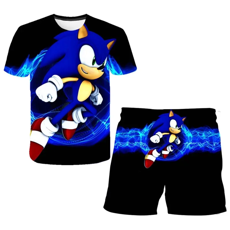 2021 m. Vasarą Vaikams Drabužių Sonic 3d Spausdinimo Kostiumai Bamblys Merginos Rinkiniai Top+shorts 2vnt Rinkiniai Sportinis Kostiumas Atsitiktinis Kūdikis Rinkiniai Berniukų Drabužiai 3