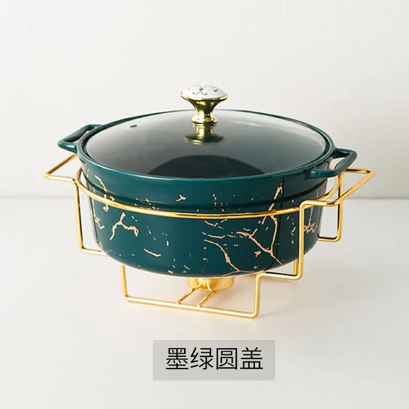Marmuras, auksas modelis Šiaurės ausis keraminiai puodai namų sriubos puodą, dubenį stalo kūrybos puodą stovas su žvakių laikiklis 3