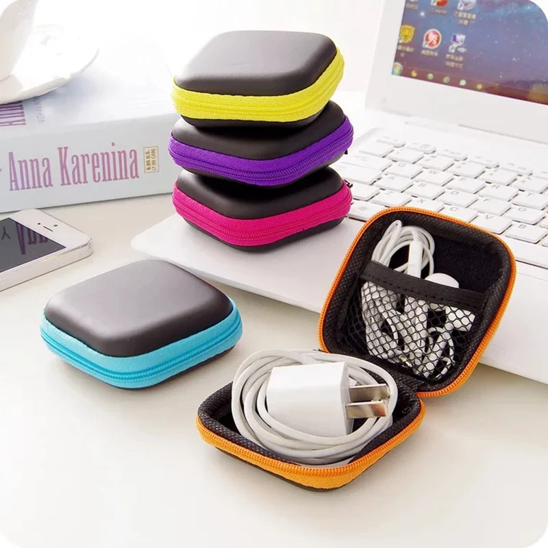 USB Mini Spalvų Nešiojamų Ausinių Maišelis Monetos Rankinėje Ausinių Laidą Atveju talpinimo Piniginės Nešiojimo Maišelis Maišas Ausinių Priedai 3