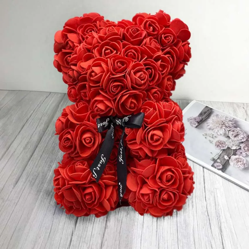 25cm Rose Lokys Modeliavimas Gėlių Meilė Širdies Putų Pakilo Vestuves Gėlių Dirbtinių Apdailos Valentino Diena Dovana 3