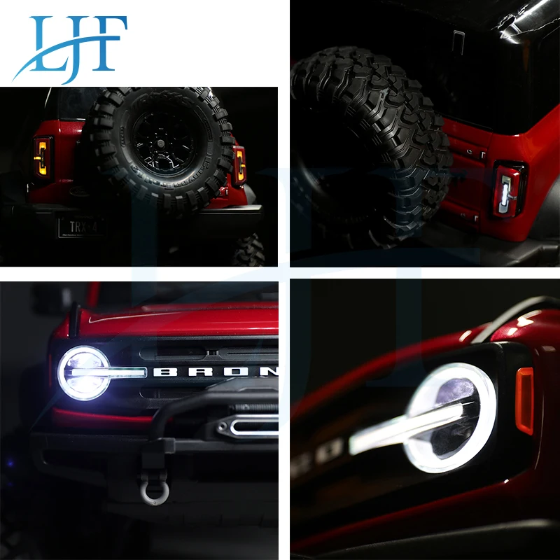 LJF 2021 nauja LED apšvietimo Sistema Priekyje & Žibintas Galinis Grupė 1/10 RC Automobilių Traxxas TRX4 Ford Bronco Priekinis ir galinis Žibintai L339 3