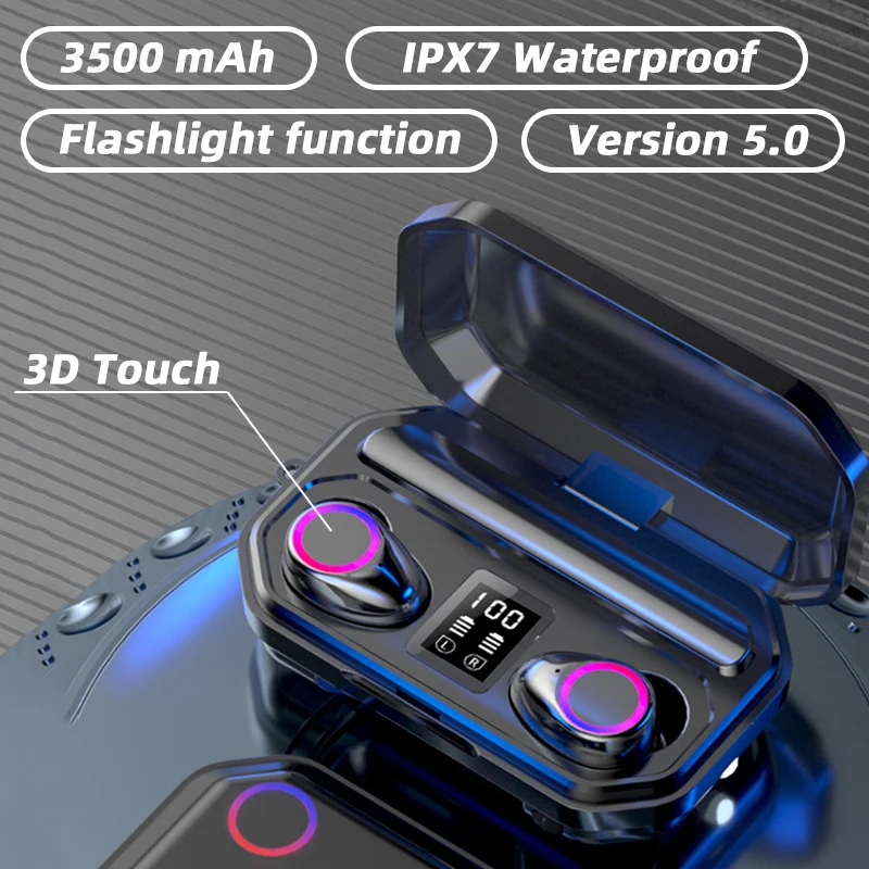 Bluetooth 5.0 Belaidės Ausinės 3500mAh Baterija Lauke HIFI Aukštos Kokybės Garso Kokybės Sporto IPX7 atsparus Vandeniui Belaidė laisvų Rankų įranga 3
