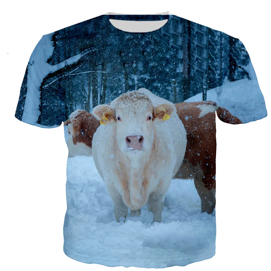 Vasarą Vyrai Moterys Mados Kūrybos Modelio Dizainas 3D Print T-Shirt Gyvūnų Karvių Drabužiai Berniukams, Mergaitėms, Tshirts Paauglių Cool Atsitiktinis Viršūnės 3