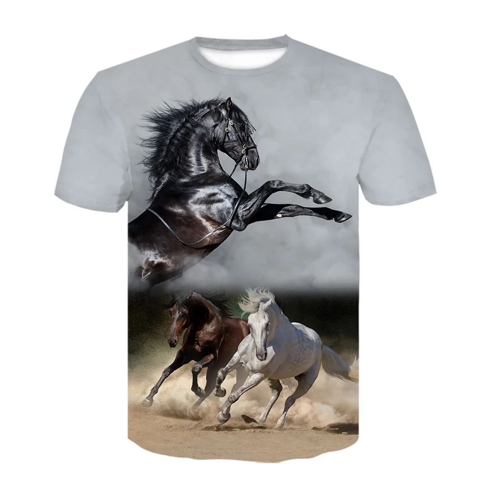 2021 Naujų Gyvūnų Arklių 3D Spausdinimo Harajuku T-Shirt Mados Atsitiktinis trumpomis Rankovėmis Berniukams, Trišakiai Viršūnes Streetwear Vaiko marškinėliai Drabužių 3