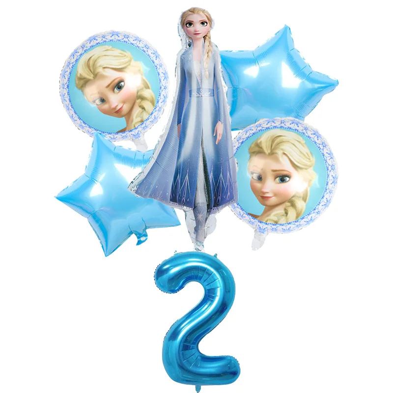 6Pcs Disney Užšaldyti Princesė Elsa Folija Balionai Numeris 1 2 3 5 6 Gimtadienio Apdailos Mergina Foavr Vaikams Dovanų Šalies Prekių 3
