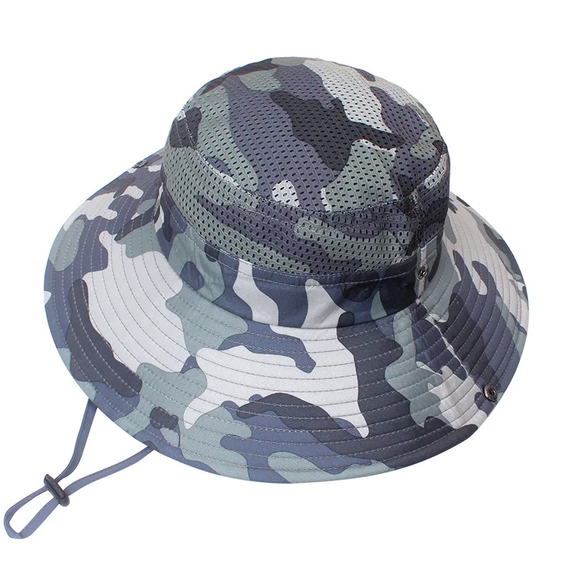 Vasaros lauko apsaugos nuo saulės sun skrybėlę žvejybos hat laukinių kvėpuojantis pėsčiųjų skrybėlę Kamufliažas vyrų kepurę Vyrų panamos skrybėlė kibiro kepurę 3