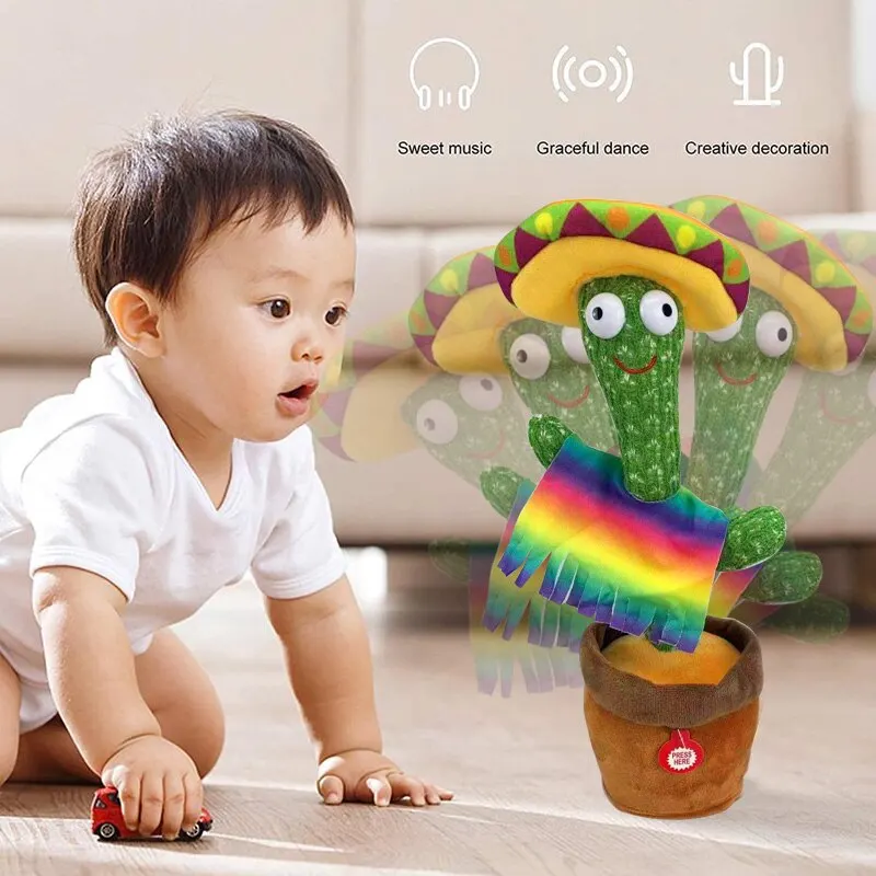 Šokių Sukimo Kaktusas Elektroninių Pliušiniai Žaislai Dainavimo Muzikos Kalbėti Įrašyti Fluorescentinė Dovanos Juokinga Švietimo Žaislas Vaikams 3