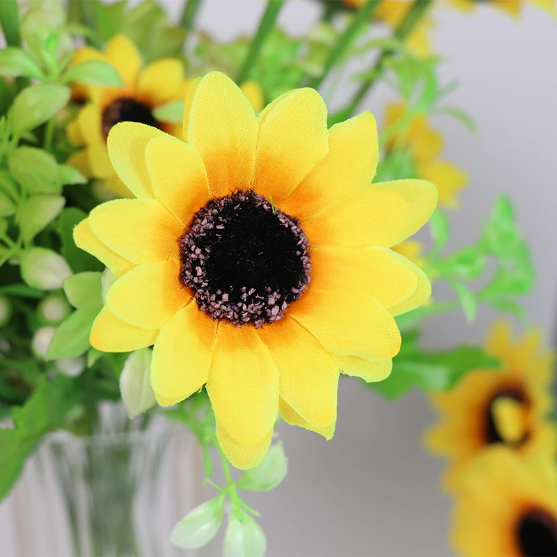 Vieną krūva 10 saulėgrąžos dirbtinės gėlės saulėgrąžų šeimos sodas šalies gyvenamojo kambario, valgomojo stalas, balkonas apdaila 3