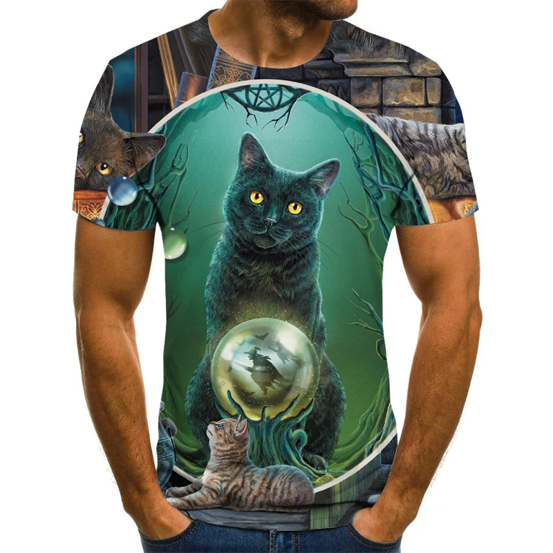 Nauja vyrų ir moterų mada monkey gražus T-shirt katė spausdinti 3D T-shirt paukščių, gyvūnų, vaikų trumparankoviai marškinėliai 3