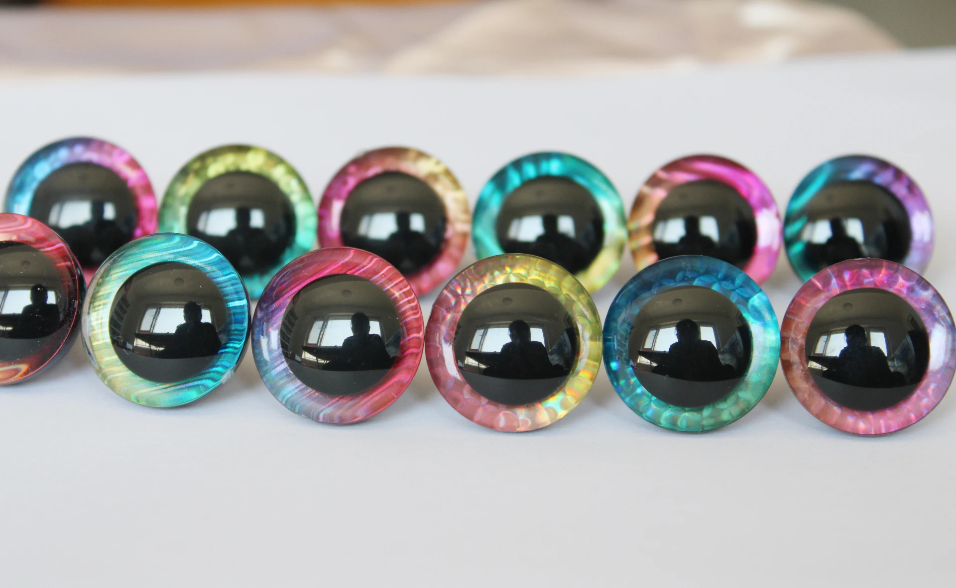 Išskirtinio dizaino 100vnt---12/14/16/20/25/30/35mm Naujų žaislų saugos akis 3D lėlės akys + blizgučiai audinys + plovimo -- stiliaus parinktis 3