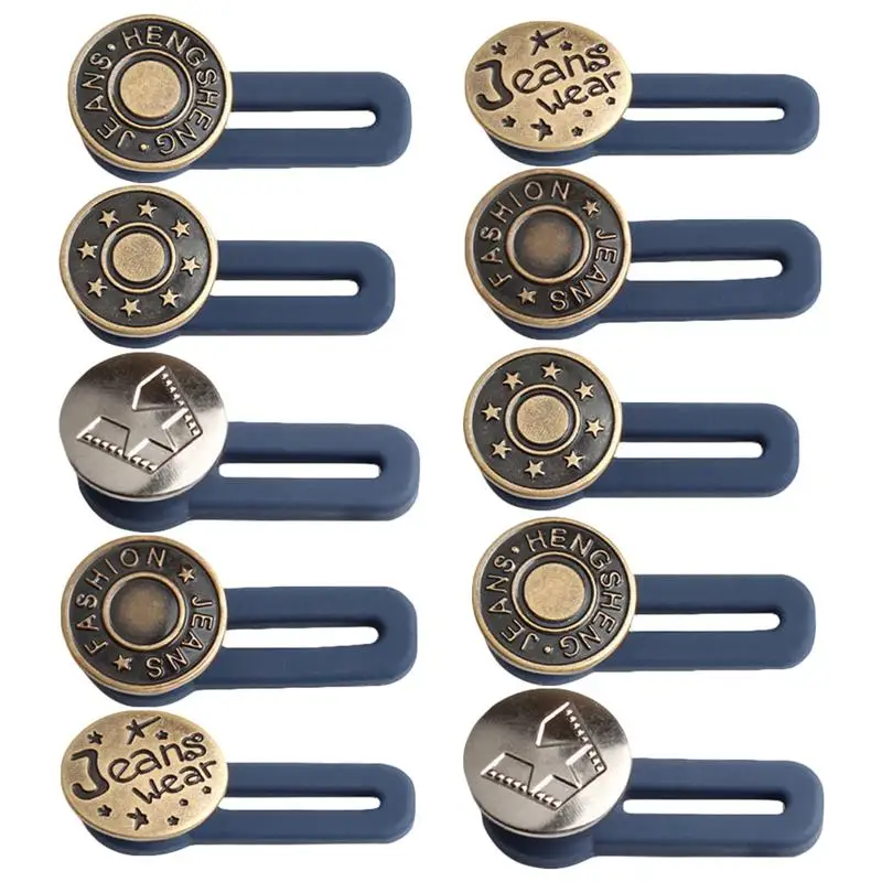 10 Pcs Free Sewing Buttons Retractable Jeans Waist Button Metal Extended Buckles Pant Waistband Expander DIY Sewing Button 3