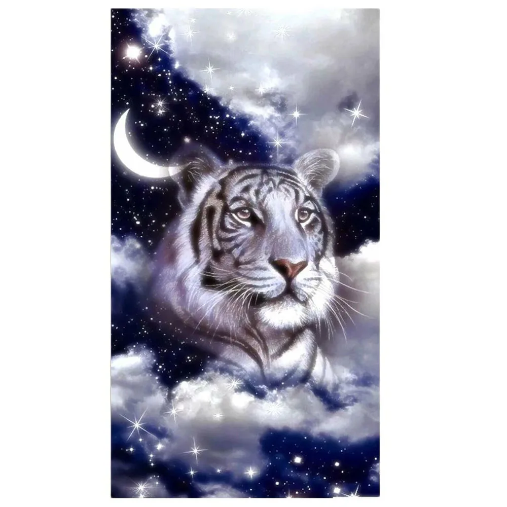 2021 Viršuje Naktį Žvaigždėtą Dangų Tigras Kraštovaizdžio Diamond Tapybos 5D 