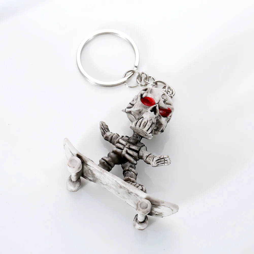 Nauja Riedlentė Kaukolės Guma Keychain Skeletas Punk Key Chain Bag Automobilio Raktus Savininkui Žavesio Paketų Prižiūrėtojų Raktinę 3