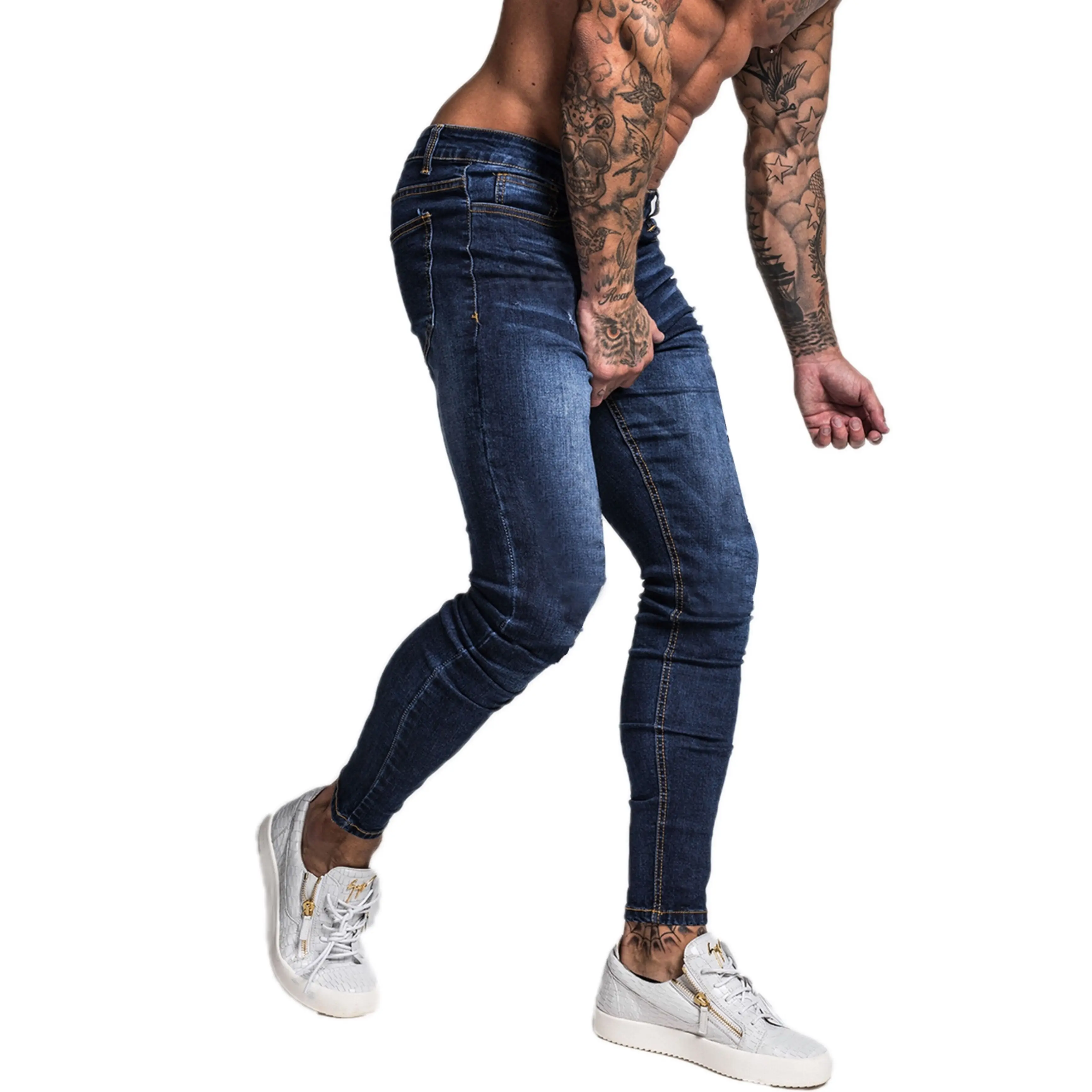 Prekės Džinsai Vyrų Slim Fit Super Skinny Džinsai Vyrams Hip-Hop Street Dėvėti Liesas Kojų Mados Stretch Kelnės 3