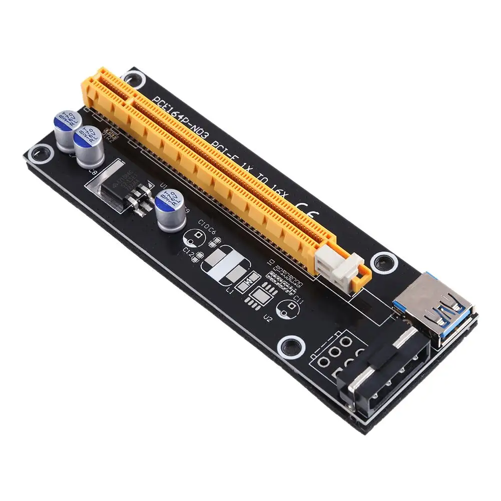 PCI-E 1x iki 16x Kasybos Mašinos Miner Patobulintas Extender Riser Card Adapteris su 60cm(2 metrų) USB 3.0 & SATA Maitinimo Kabelis Naujas 3