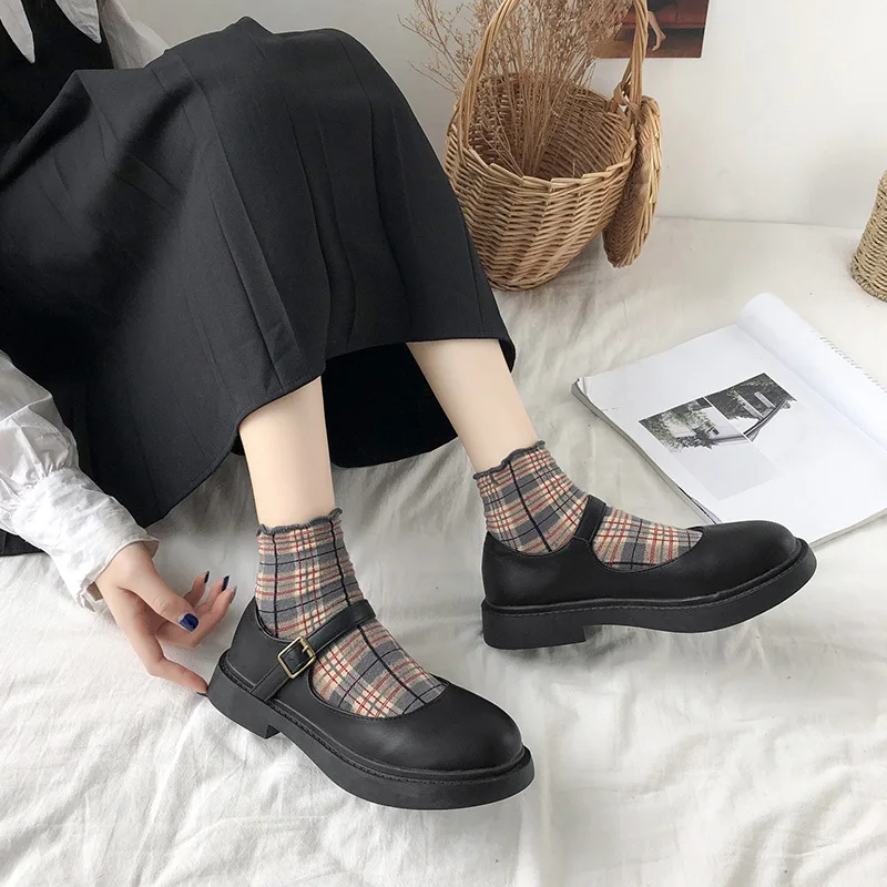 Naujas Mary Jane mažas odos batai Britų retro moterų bendrosios batai Japonijos viena sagtis, vienas bateliai kolegija stiliaus butas batų 3