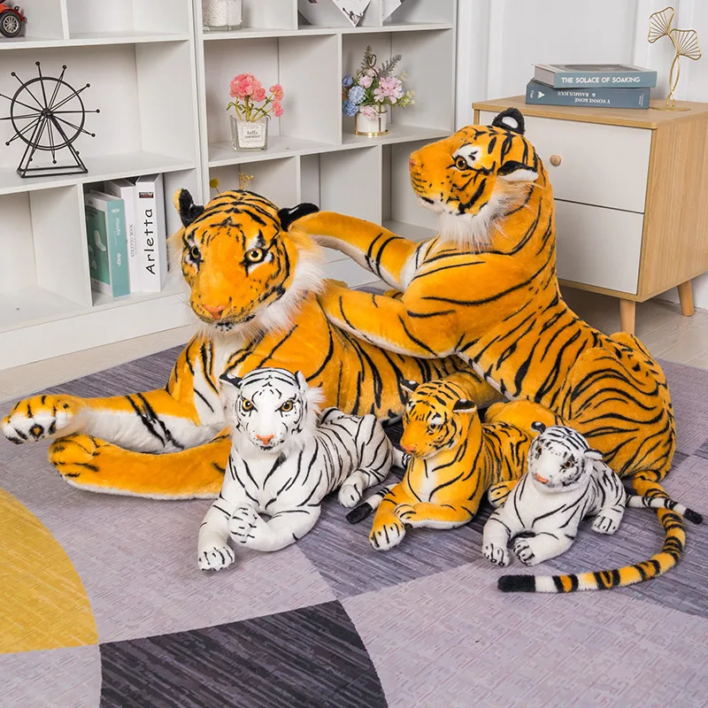 25-110cm Gyvas Tigras Pliušiniai Žaislai Žiaurus Laukinių Gyvūnų Modeliavimas White&Brown Miško Karalius Lėlės Vaikams, Kūdikio Gimtadienio Dovanos 3