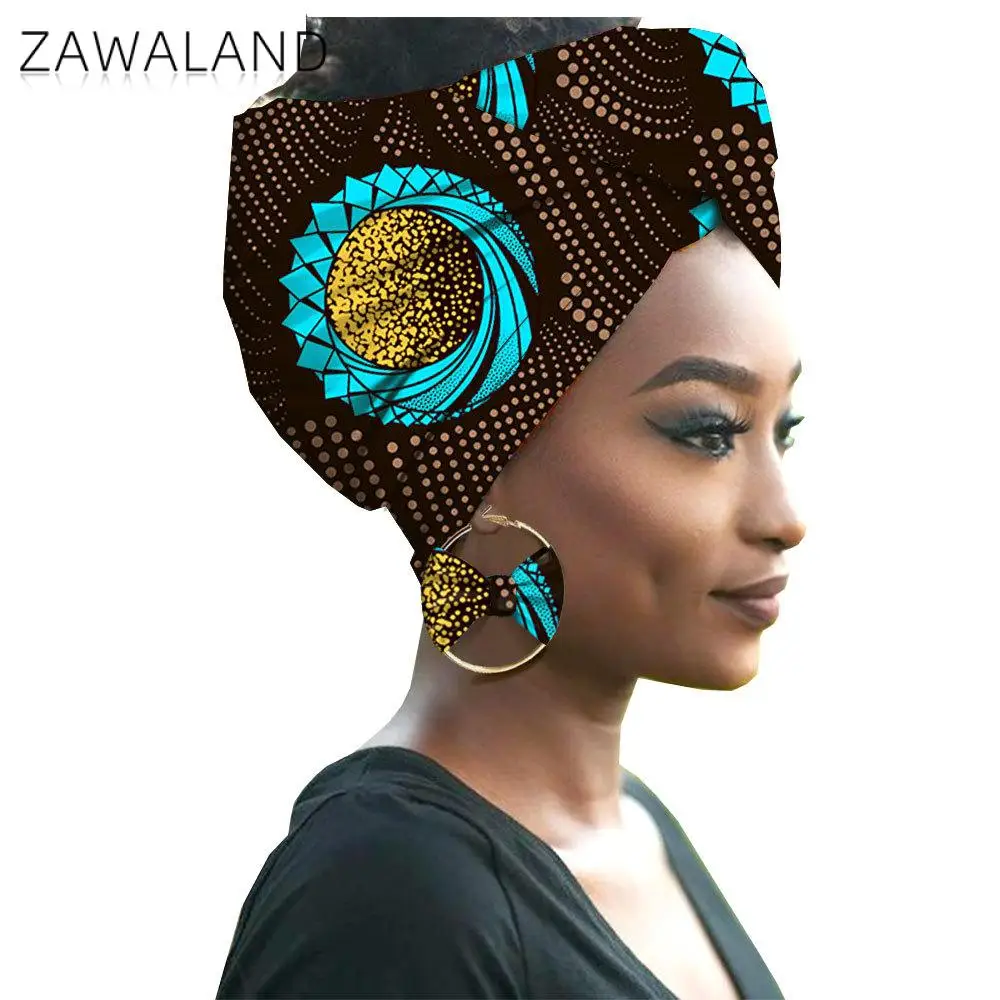 Zawaland Afrikos Stiliaus Moterų Skarelė Mados Batikos Spausdinimo 2021 Naujas Hijab Lankelis Geomatric Modelio Spausdinimo Skarelė 3