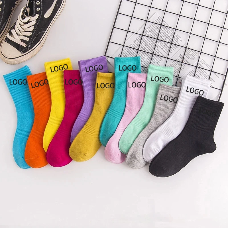 Madinga medvilnės kojinės sporto kvėpuojantis briaunoti megzti kojines vientisos spalvos 9 rūšių 4 sezonus vyrų ir moterų kojinės 3