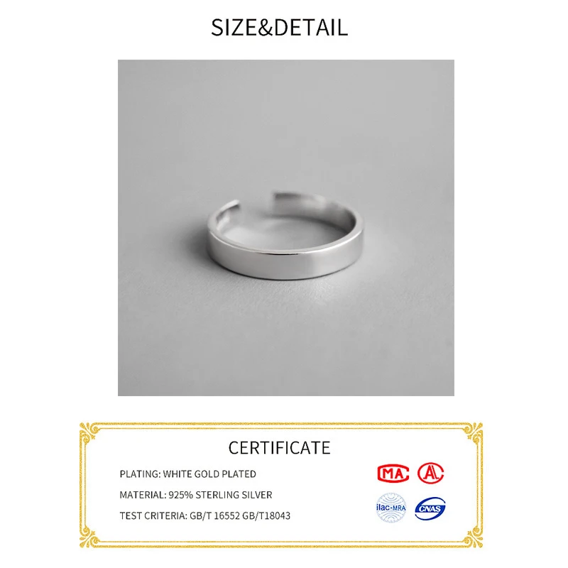 Japonija & Korėja S925 sterlingas sidabro atidaryti žiedas asmenybės sklandžiai paprasta linija paprastas studentas sidabro žiedas piršto žiedo uodega 3