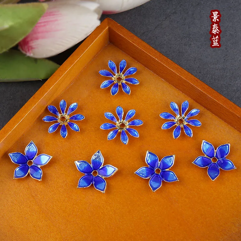 10vnt Kinų Stiliaus Lašėti Alyva Senovės Dekoracijos Tailando Mėlynos Gėlės Lapai Plaukų Bun Plaukų Aksesuarų, Medžiagų, 