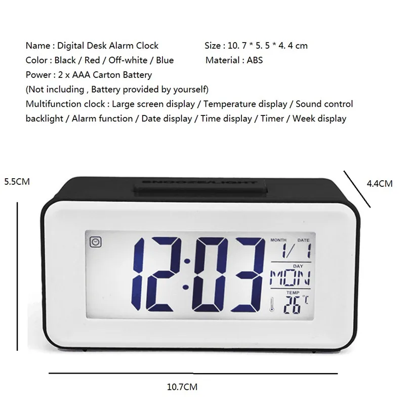 Mados Skaitmeninis Led Laikrodis-Žadintuvas Studentų Žiūrėti Su Savaitės Atidėti, Termometras, Stalas Clcoks Elektroninių Stalo Kalendorius LCD Stalas Laikmatis 3