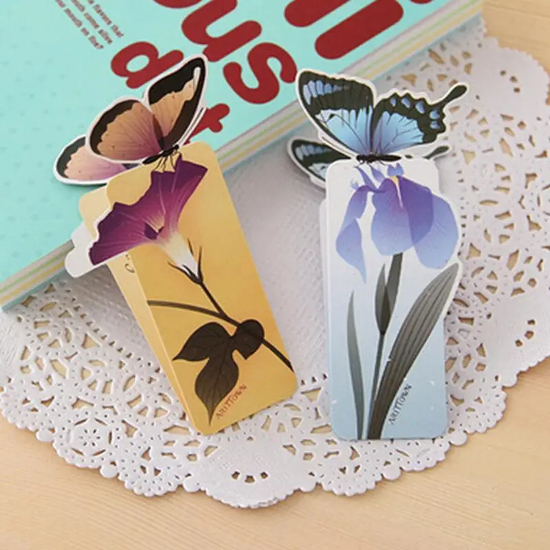 1 Vnt. Knygų Ženklai Gėlių Spausdinti Raštinės Žymą Mini Popieriaus 3D Stereo Drugelis Žymos Mergaitėms, Moterims, Dovanos Atsitiktine Spalva 3