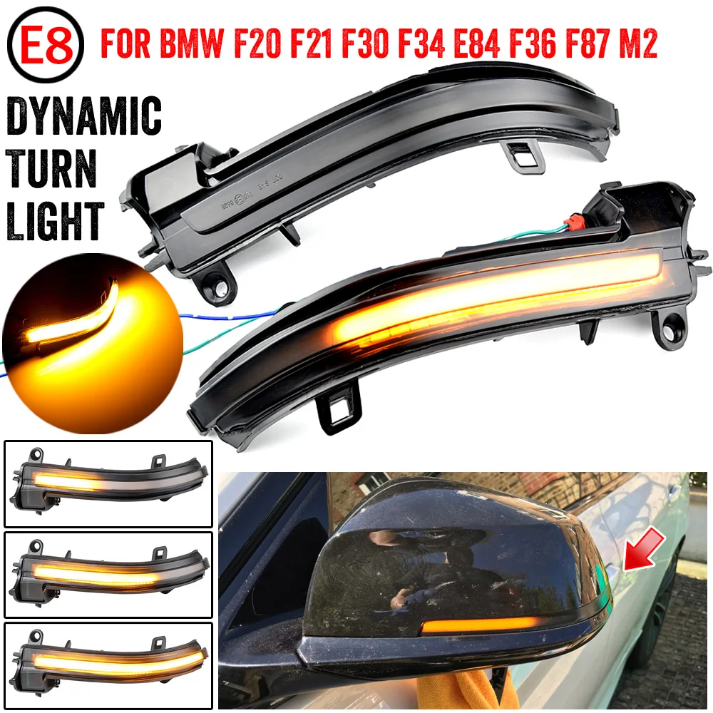 Galinio vaizdo veidrodis Dinaminis Indikatorių Posūkio Signalo LED šviesos BMW F20 F30 F31 F21 F22 F23 F32 F33 F34 X1 E84 F36 1 2 3 4 F87 M2 lempos 3