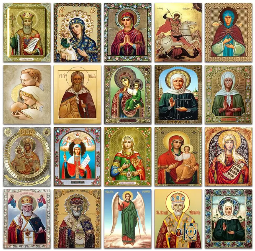 Mergelės marijos diamond tapyba visą jėzaus piktogramą mozaikos meno nuotrauką religijos siuvinėjimo kryželiu akmens paveikslėlių dėlionė sienų dekoras 3