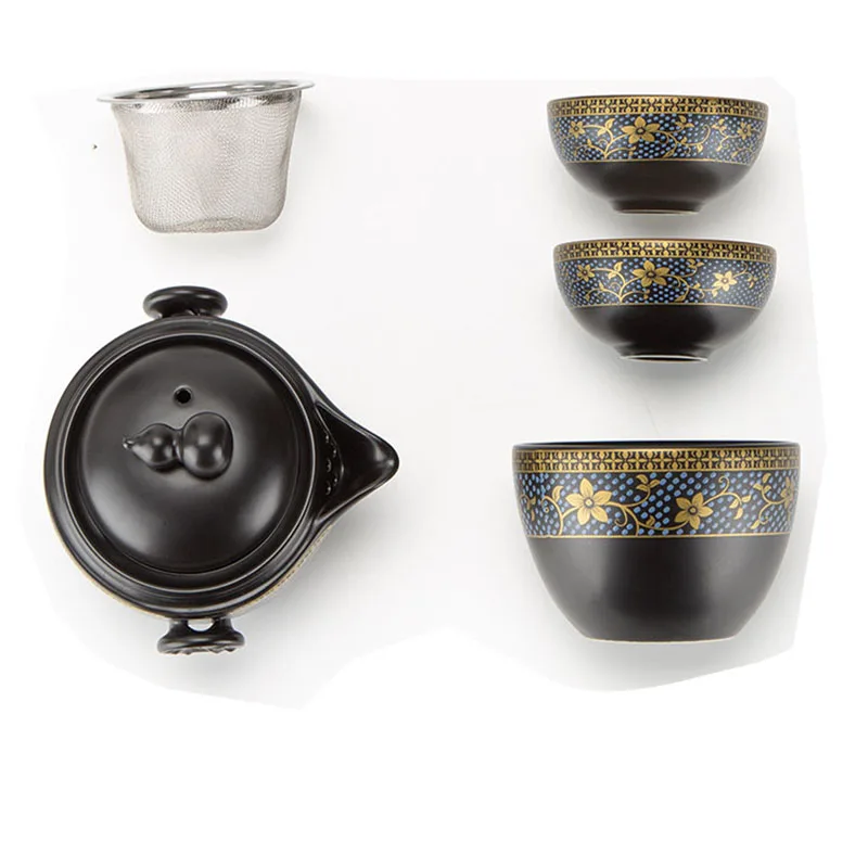 1 Nustatykite, Arbata Kelionės Arbatos Rinkinys Keramikos 1 Pot 3 Puodeliai Nešiojamų Arbatinukas Kung Fu TeaSet Teaware Rinkinys su Filtru Gėlių Teawares Ceremonija 3
