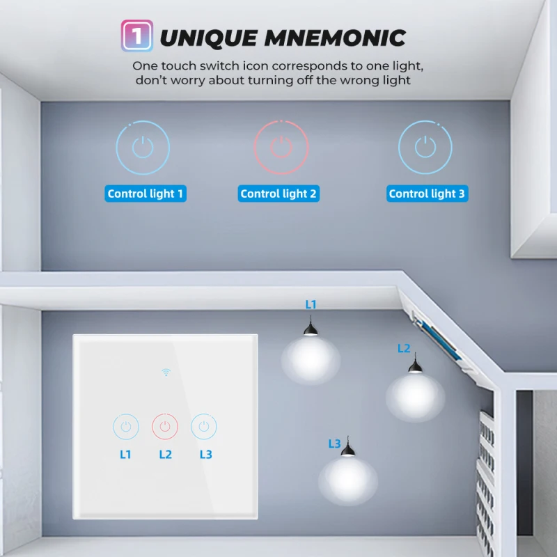 WIFI Smart Light Touch Pereiti Sienos Lempos Stiklo Skydelis, Alexa, Google Namų Tuya Kontroliuoti Belaidžio ryšio Balso Nuotolinis Valdymas Sieninio Jungiklio 3