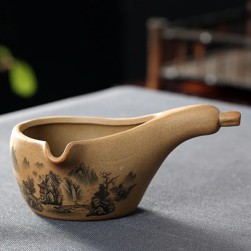 Mėlyna balta keramika keramikos tikroji taurė chahai karščiui atsparaus raudonos smėlio arbatos balionėlis scoop patys puodeliai kinų arbatos pilant taurė 1pc 3