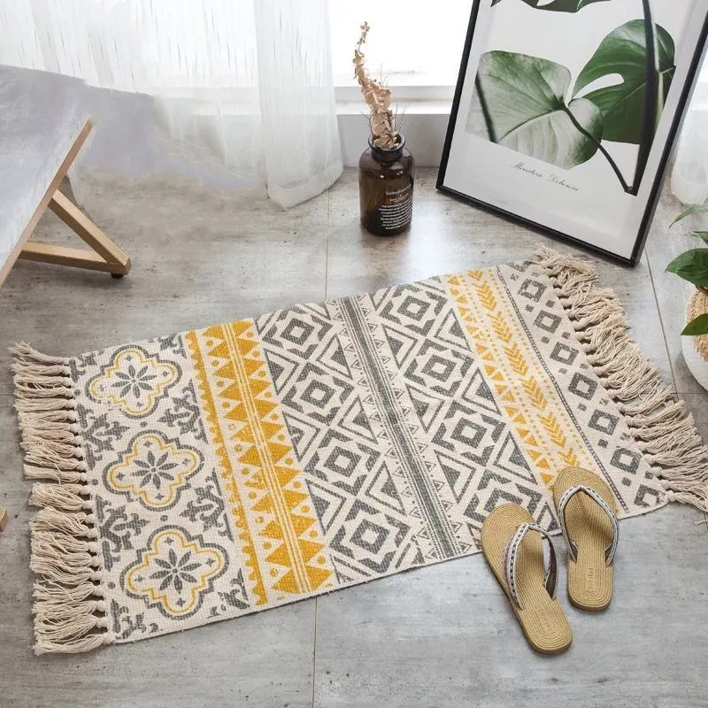 Medvilnės ir lino, rankų darbo austas kilimas gyvenimo kambario, miegamasis etninės stiliaus kilimas bohemiškas stilius mašina galima skalbti namuose kilimėlis 3