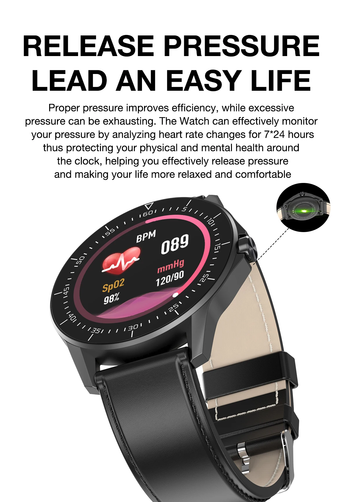 BYMUSE L60 SmartWatch Vyrų Širdies ritmas, Kraujo Spaudimo Monitorius BT Skambučio Vandeniui Sporto Laikrodžiai VS L15 L19 GT2 Smart Žiūrėti 3