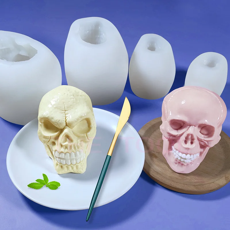 3D Kristalų Epoksidinės Dervos Kaukolė Gipso Šokoladas, Tortas, Žvakės Silikono Formos 4