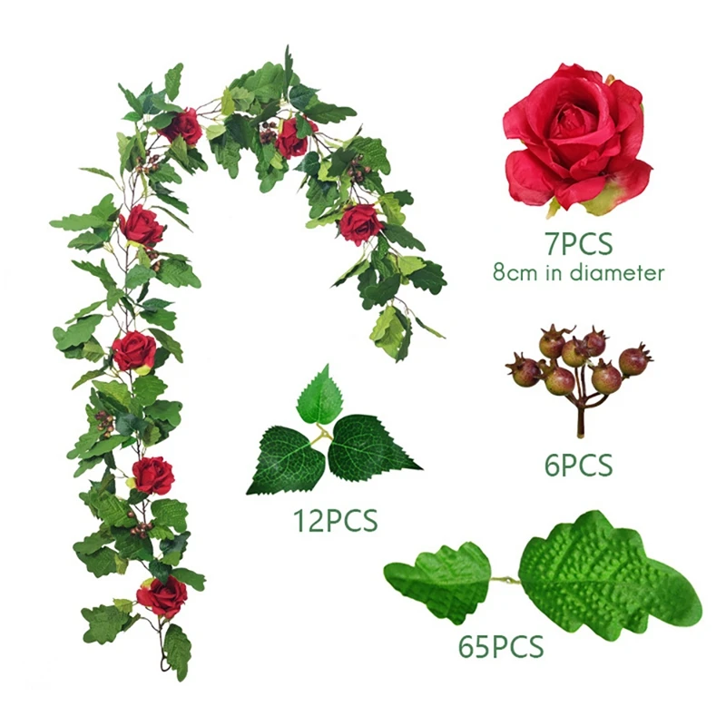 Dirbtinis Ivy Green Leaf Augalai, Dirbtinės Rožės Gėlių Vynuogių Girliandą Žaluma Namų, Sodo Office Vestuves Kambario Dekoro 4