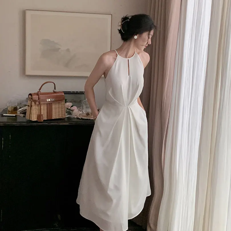 Vasaros Elegantiška Balta Prancūzų Stiliaus Rankovių Apynasrio Šalies Dirželis Suknelė Seksualus 2021 Metų Moteris Vestidos 4