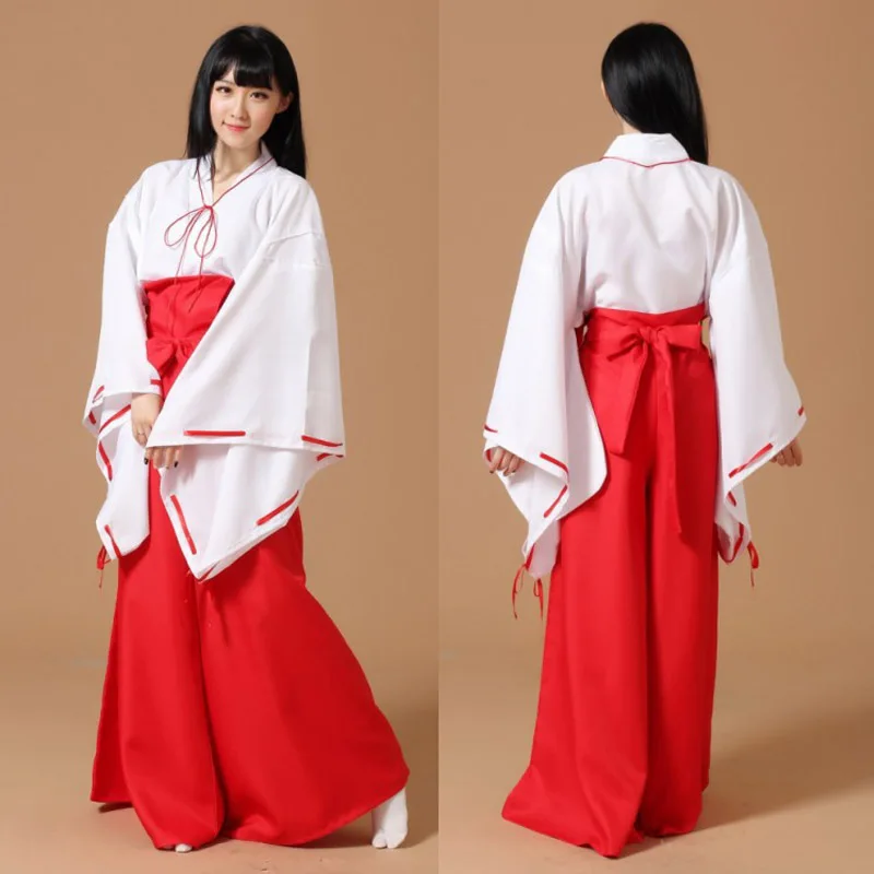 Inuyasha Cosplay Kostiumų Kikyo Kimono, Pilnas Komplektas Inuyasha Helovinas Priedai Ausies Karoliai Nagai Kojinės 4