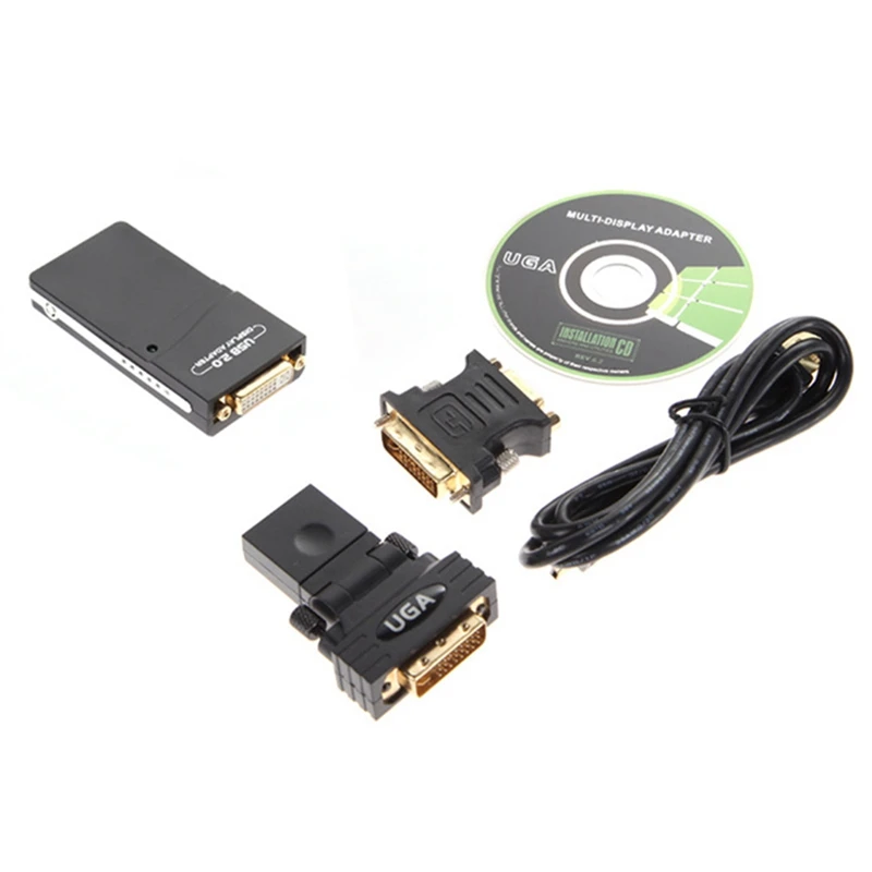 USB 2.0 UGA VGA/DVI/HDMI HD 1920X1080 Vaizdo Plokštę už Kelis Ekranas Stebi Konverteris Adapteris, skirtas PC 4