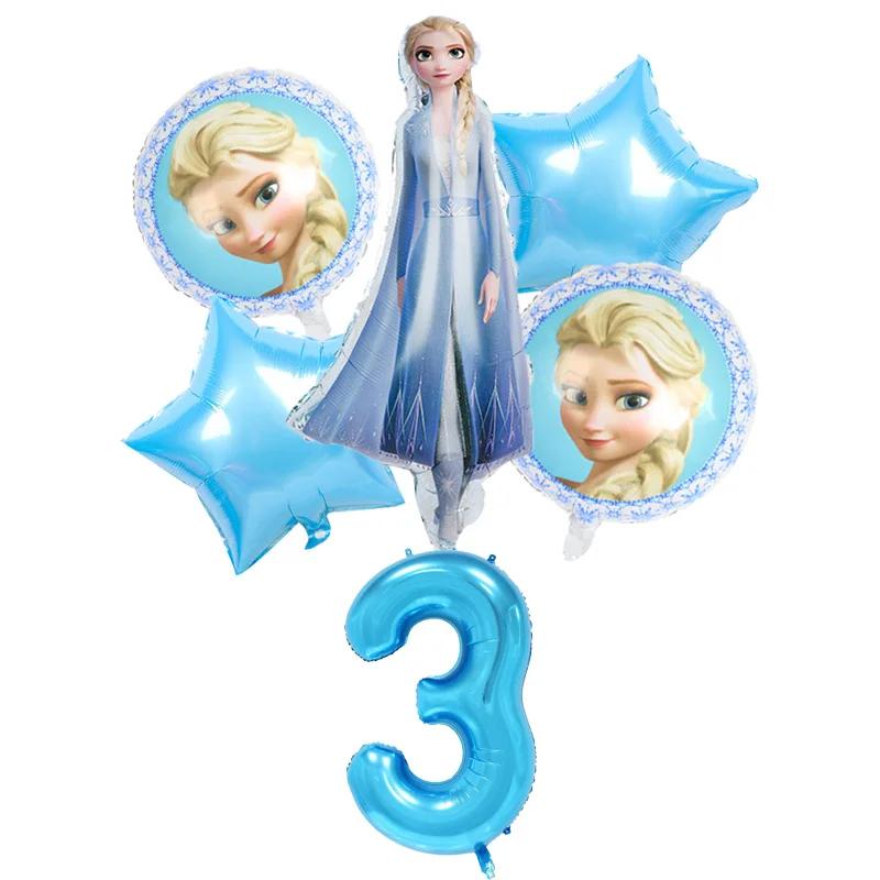 6Pcs Disney Užšaldyti Princesė Elsa Folija Balionai Numeris 1 2 3 5 6 Gimtadienio Apdailos Mergina Foavr Vaikams Dovanų Šalies Prekių 4