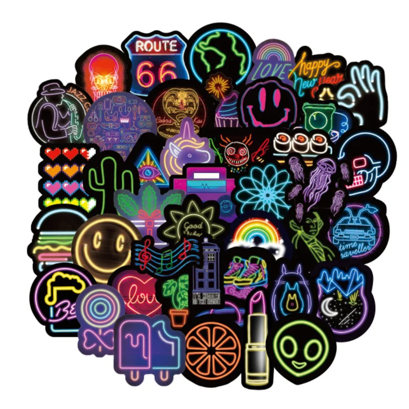 10/30/50PCS Animacinių filmų Neon Hip-Hop Grafiti Lipdukas Kūrybos Motociklo Kompiuterio Riedlentė Bagažo Apdailos Žaislų Didmeninė 4