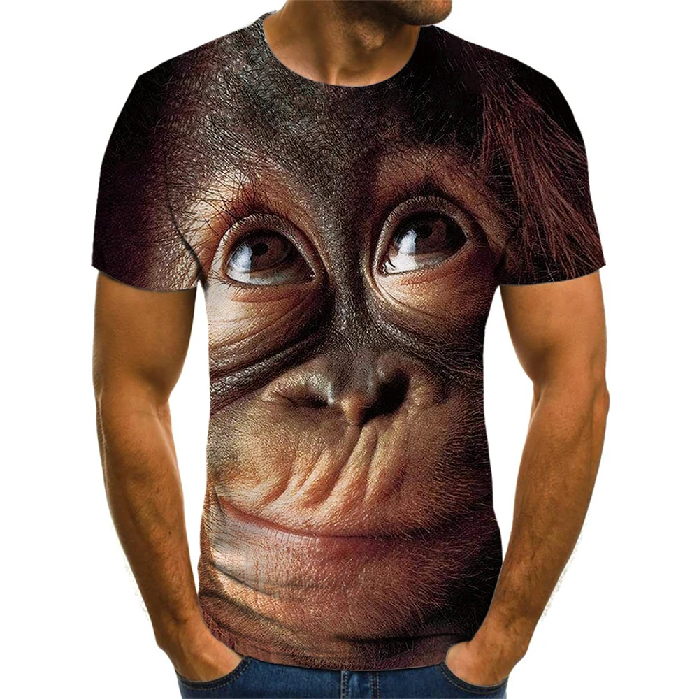 Nauja vyrų ir moterų mada monkey gražus T-shirt katė spausdinti 3D T-shirt paukščių, gyvūnų, vaikų trumparankoviai marškinėliai 4