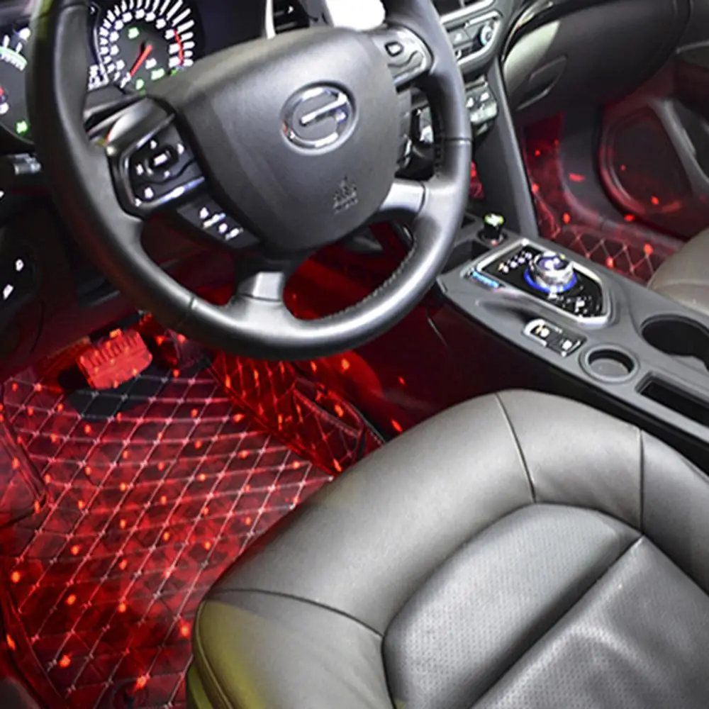 Automobilio Salono Atmosfera, Neon LED Šviesos Juostelės Muzikos Valdymo Grindų Dekoras Spalvinga Gradientas Auto Apdaila Lempos Automobilių Reikmenys 4