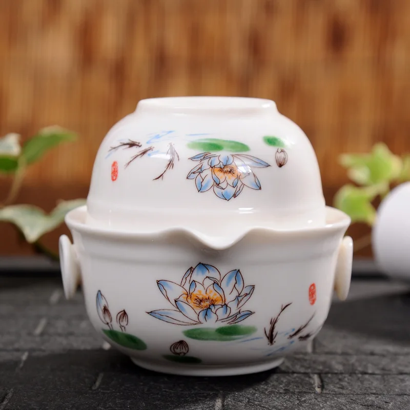Kinija geras produktas, kuaikebei Kung Fu Arbatos rinkinys Apima 1 Pot 1 Puodelis, Aukštos kokybės elegantiškas gaiwan,Gražus ir lengvai virdulys arbatinukas 4