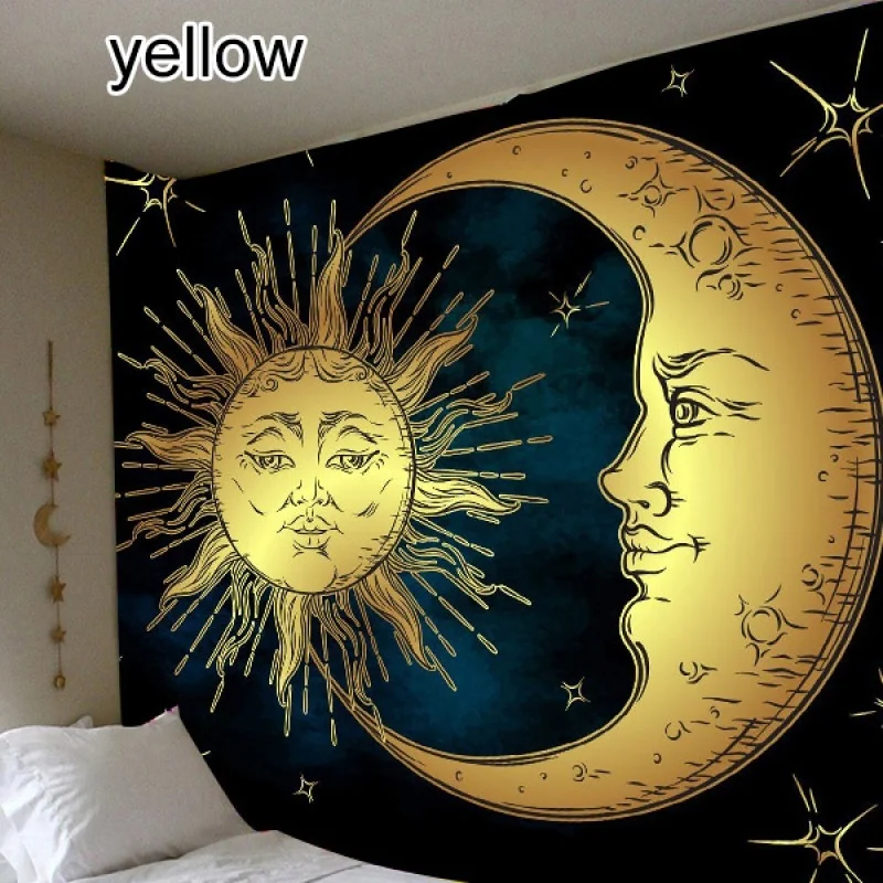Saulės ir Mėnulio Psichodelinio Trimitas Gobelenas Bohemijos Dekoratyvinės Sienų Dekoras Miegamasis Fono Sienos Audiniu Kambario Apdaila 4