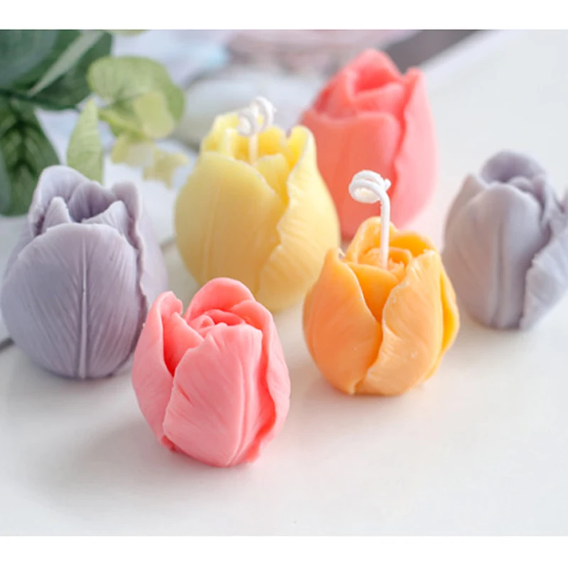 Tulpių Žvakių Liejimo formos Gėlių Pelėsių Virtuvė-Kepimo Dervos, Silikono Formas Namų Puošybai 3D 